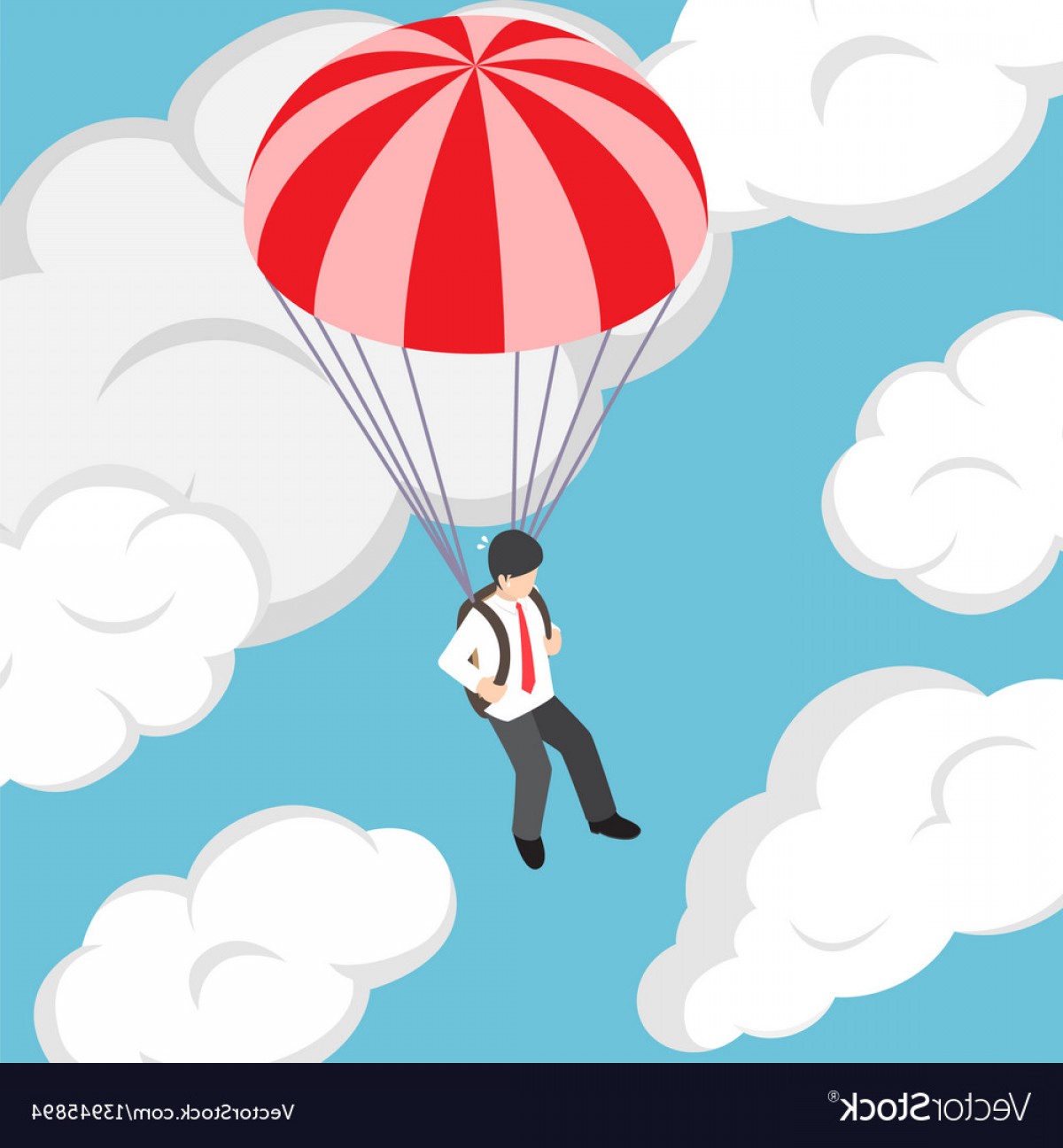 1200x1296 Isometric Businessman Flying With Parachute Vector Geekchicpro