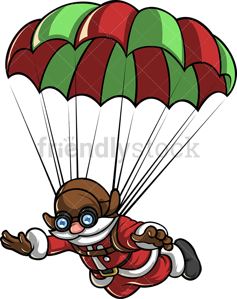793x1000 Skydiving Santa Claus With Parachute Cartoon Vector Clipart
