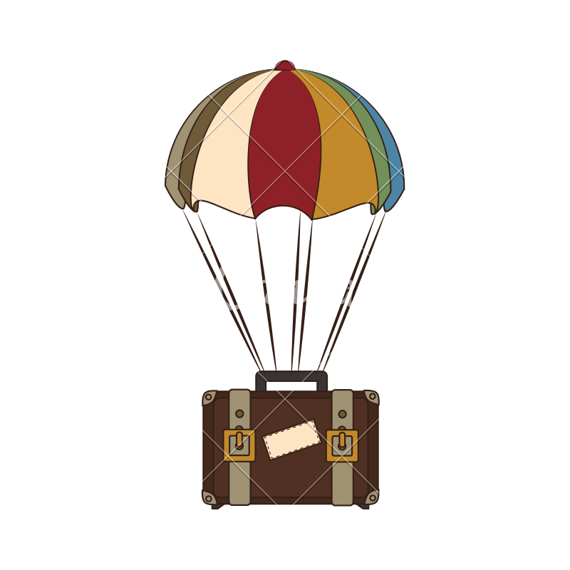800x800 Suitcase With Parachute Vector