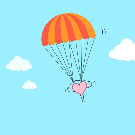 450x450 Heart Flying On Parachute Vector Concept Illustration Of Freedom