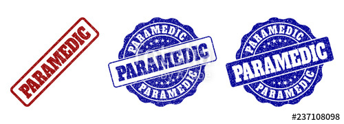 Paramedic Scratched Stamp Seals In Red And Blue Colors Vector 500x180 Paramedic Scratched Stamp Seals In Red And Blue Colors Vector