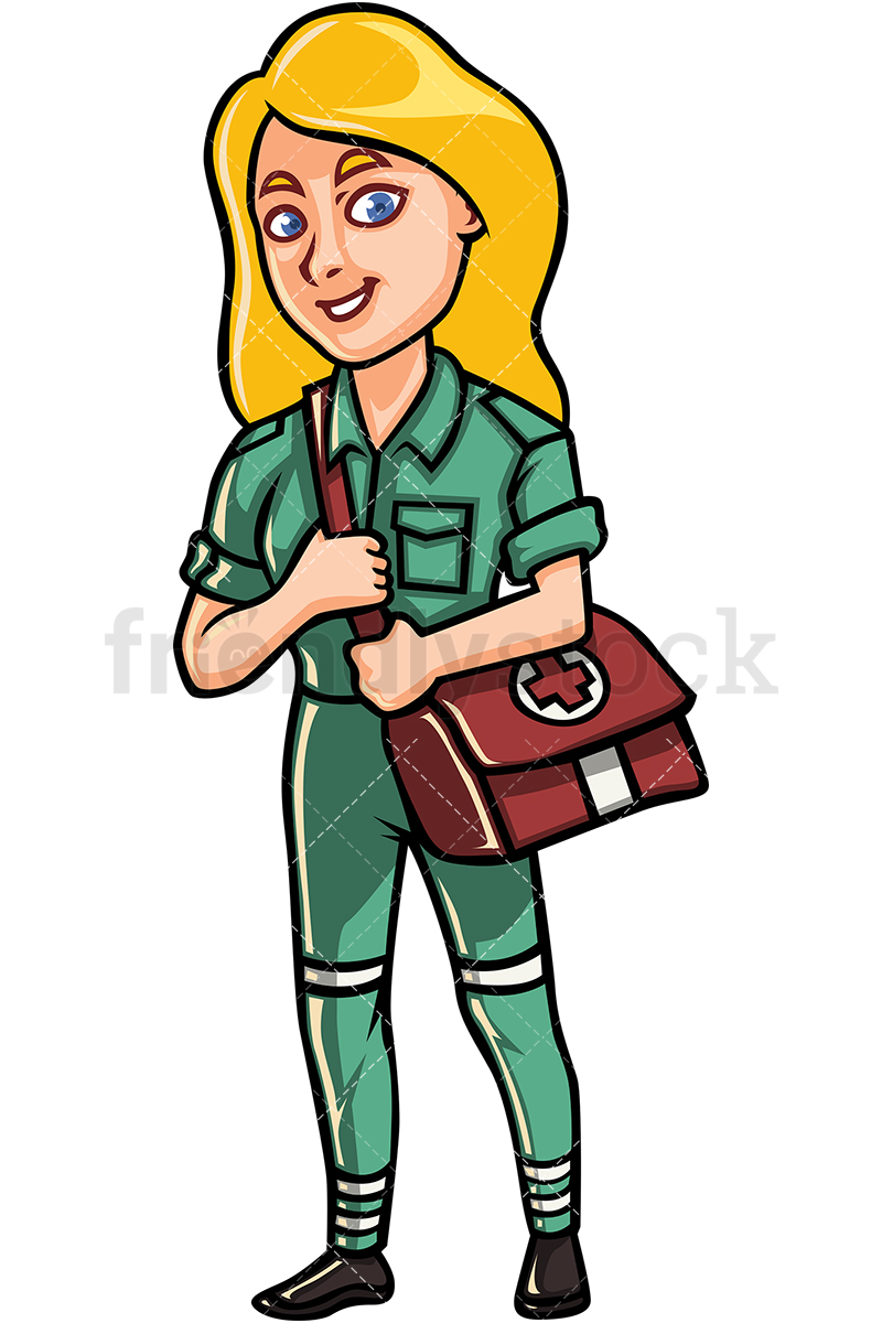 Young Female Paramedic Cartoon Vector Clipart 800x1200 Young Female Paramedic Cartoon Vector Clipart