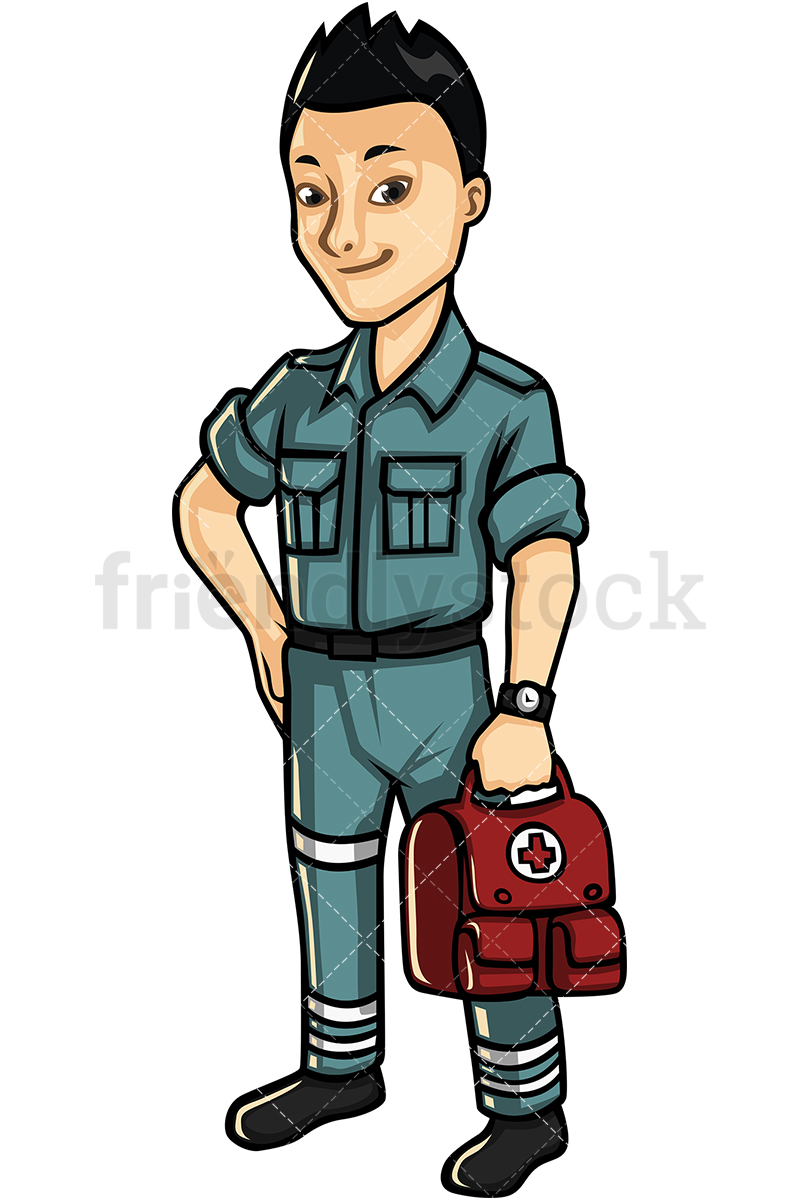 Asian Paramedic Cartoon Vector Clipart 800x1200 Asian Paramedic Cartoon Vector Clipart
