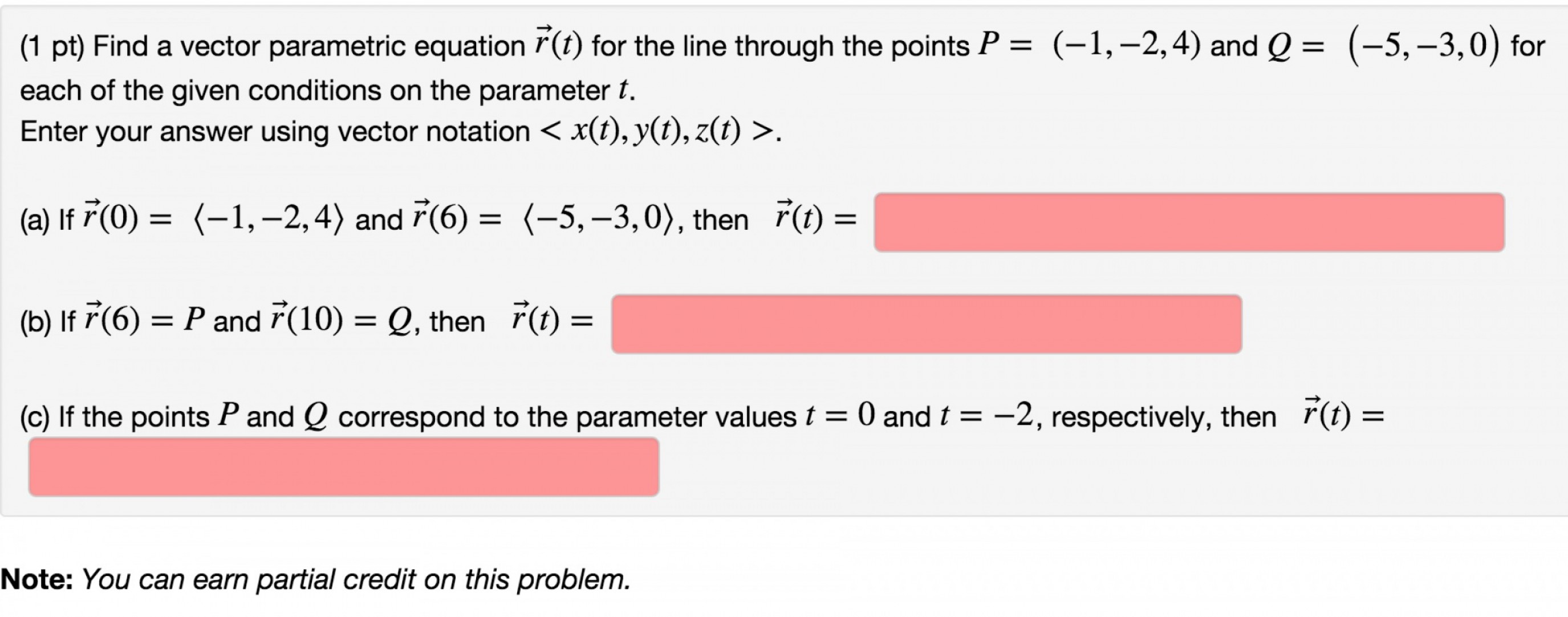 2750x1082 Pt Find Vector Parametric Equation R T Line Points P Q Given