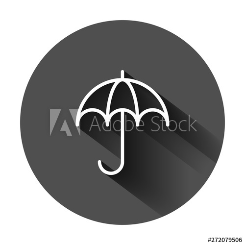 500x500 Umbrella Icon In Flat Style Parasol Vector Illustration On Black