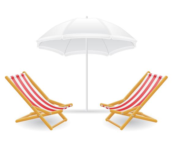 569x490 Beach Chair And Parasol Vector Illustration