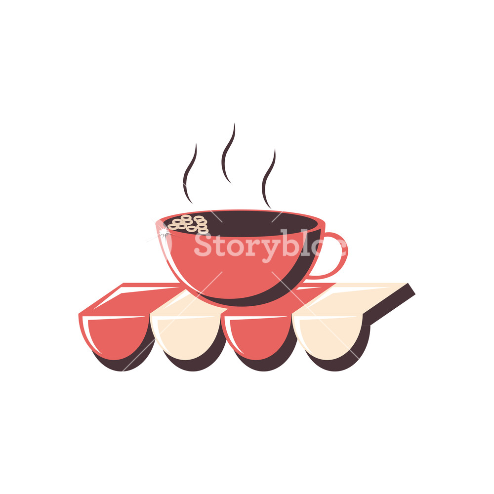 1000x1000 Coffee Cup With Parasol Vector Illustration Design Royalty Free