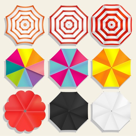 450x450 Beach Umbrellas Top View, Sunshade Set, Seasons Objects Parasol