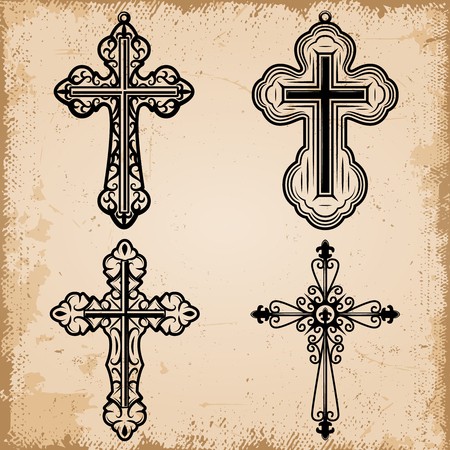 450x450 Vintage Decorative Religious Crosses Set Of Different Shapes