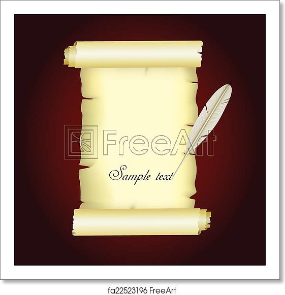 561x581 Free Art Print Of Old Parchment Paper With Feather Roll Of Old