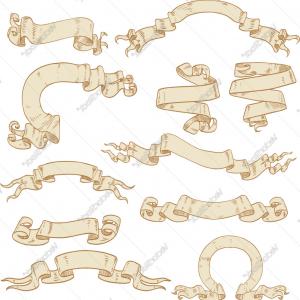 300x300 Set Of Ribbons Banners Scrolls Of Parchment Vector Studiogrfx
