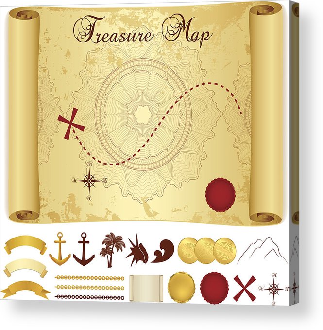 665x678 Treasure Map On Old, Vintage, Antique Paper