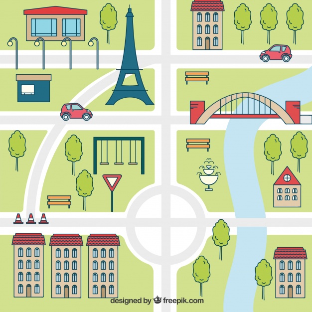 626x626 Map Of Paris In Flat Design Vector Free Download