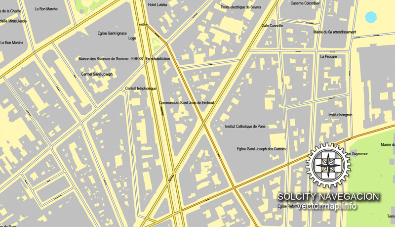 800x459 Paris Center, France Printable Vector Street City Plan Map, Full