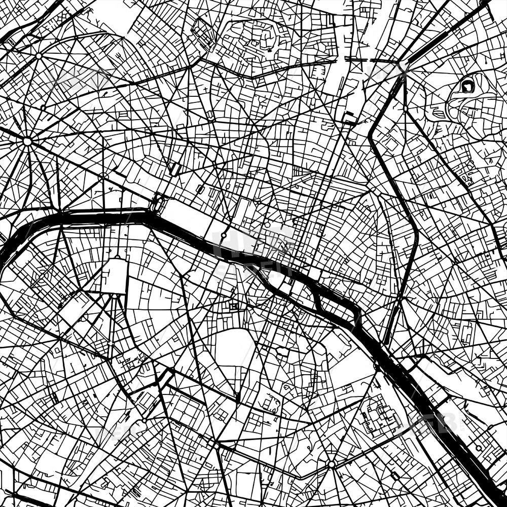 1000x1000 Paris France Vector Map Hebstreits Sketches