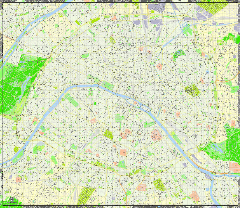 835x725 Paris Map Full, France, Printable Vector Map Adobe Illustrator