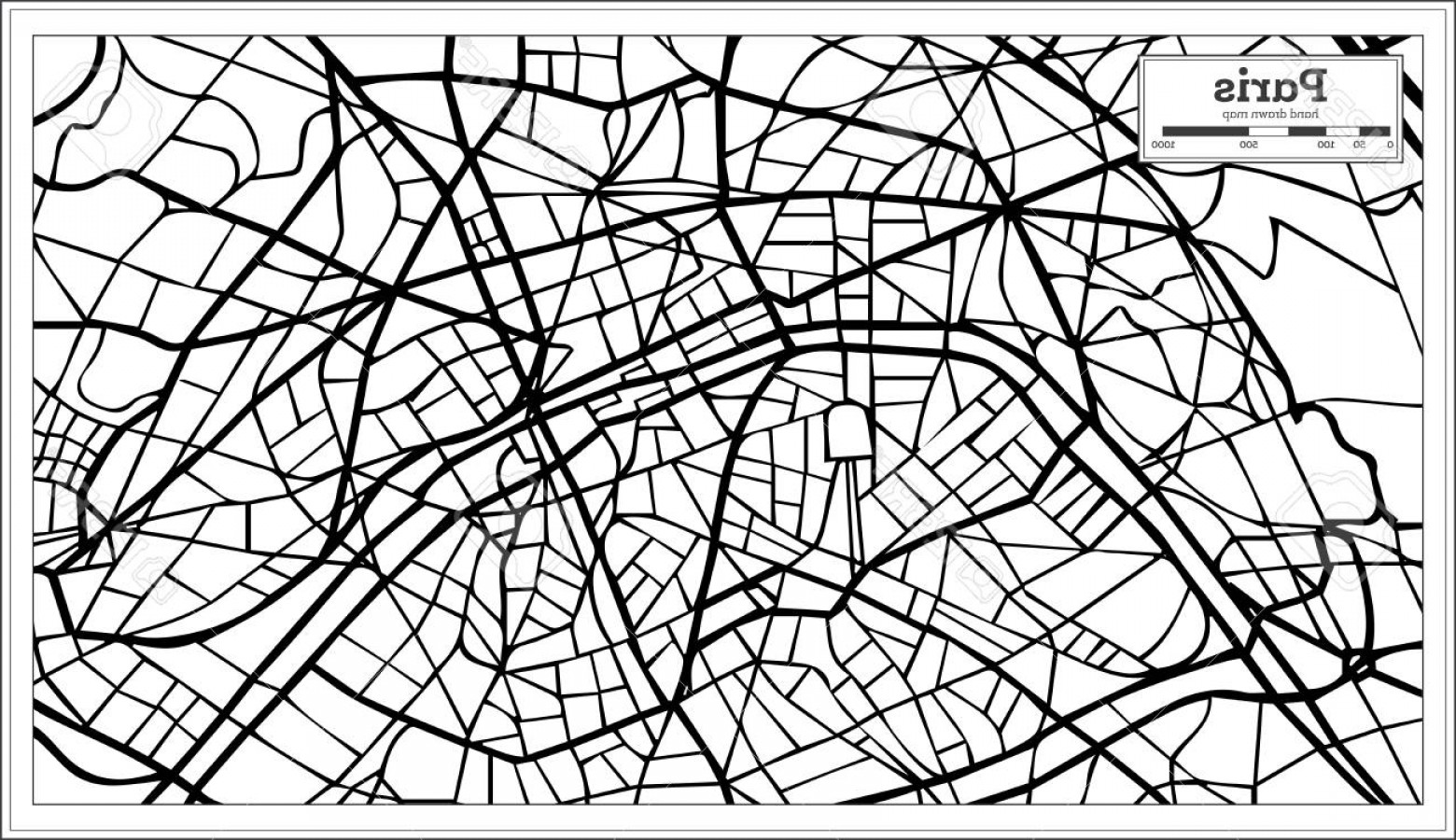 1560x900 Photostock Vector Paris France City Map In Black And White Color