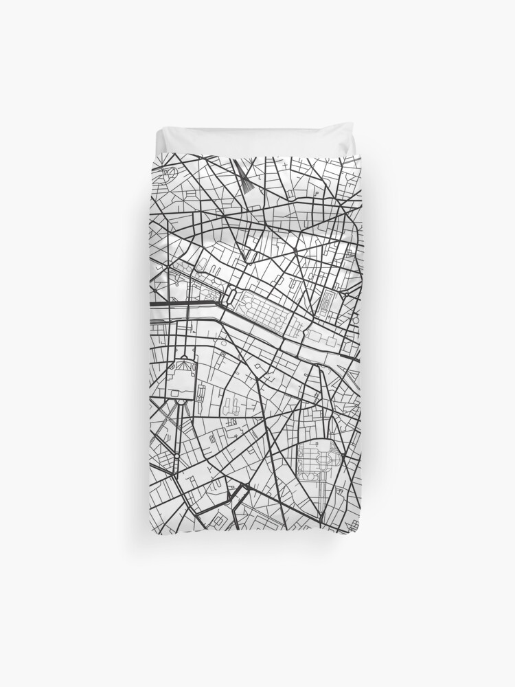 750x1000 Vector Poster Map City Paris Duvet Cover