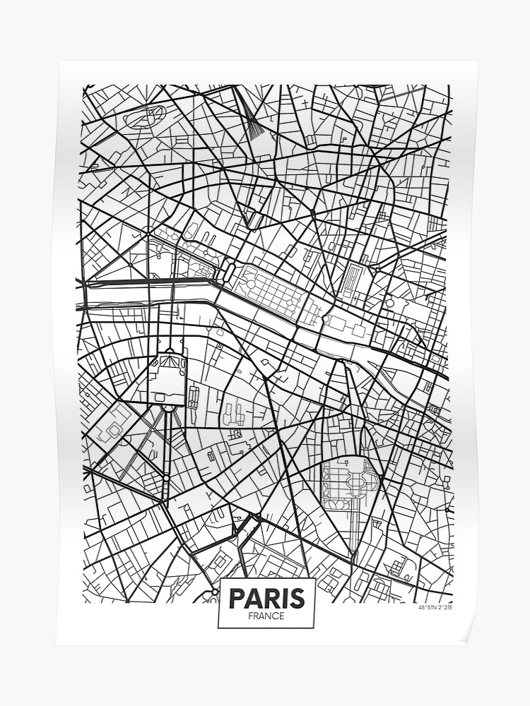 750x1000 Vector Poster Map City Paris Poster
