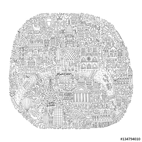 500x500 Handdrawn Paris Map Stock Image And Royalty Free Vector