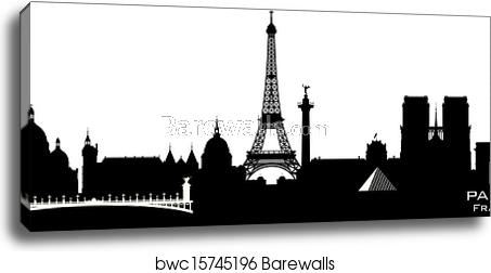 Paris France City Skyline Vector Silhouette, Canvas Print 453x252 Paris France City Skyline Vector Silhouette, Canvas Print