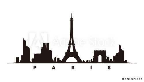 Paris Skyline And Landmarks Silhouette Vector 500x286 Paris Skyline And Landmarks Silhouette Vector