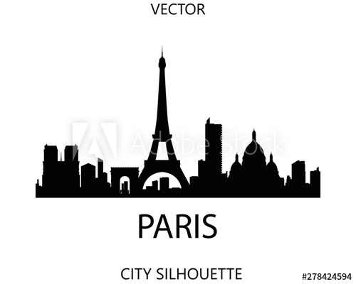 Paris Skyline Silhouette Vector Of Famous Places 500x400 Paris Skyline Silhouette Vector Of Famous Places