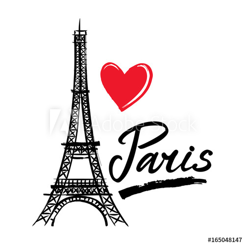 500x500 Symbol France Eiffel Tower, Heart And Word Paris French Capital