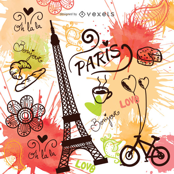 569x570 Vintage Style Hand Drawn Paris Vector