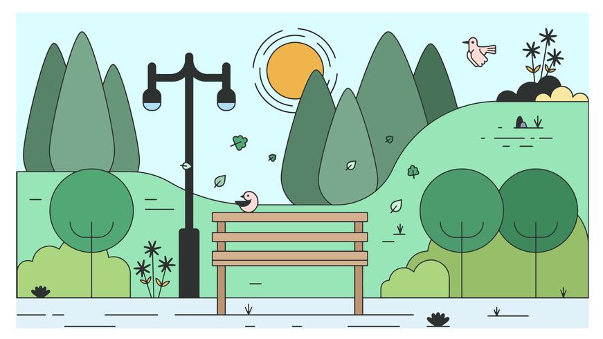 871x490 Park Bench Vector