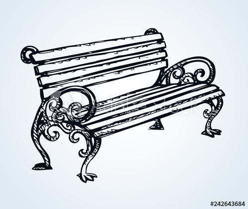 500x421 Park Bench Vector Drawing