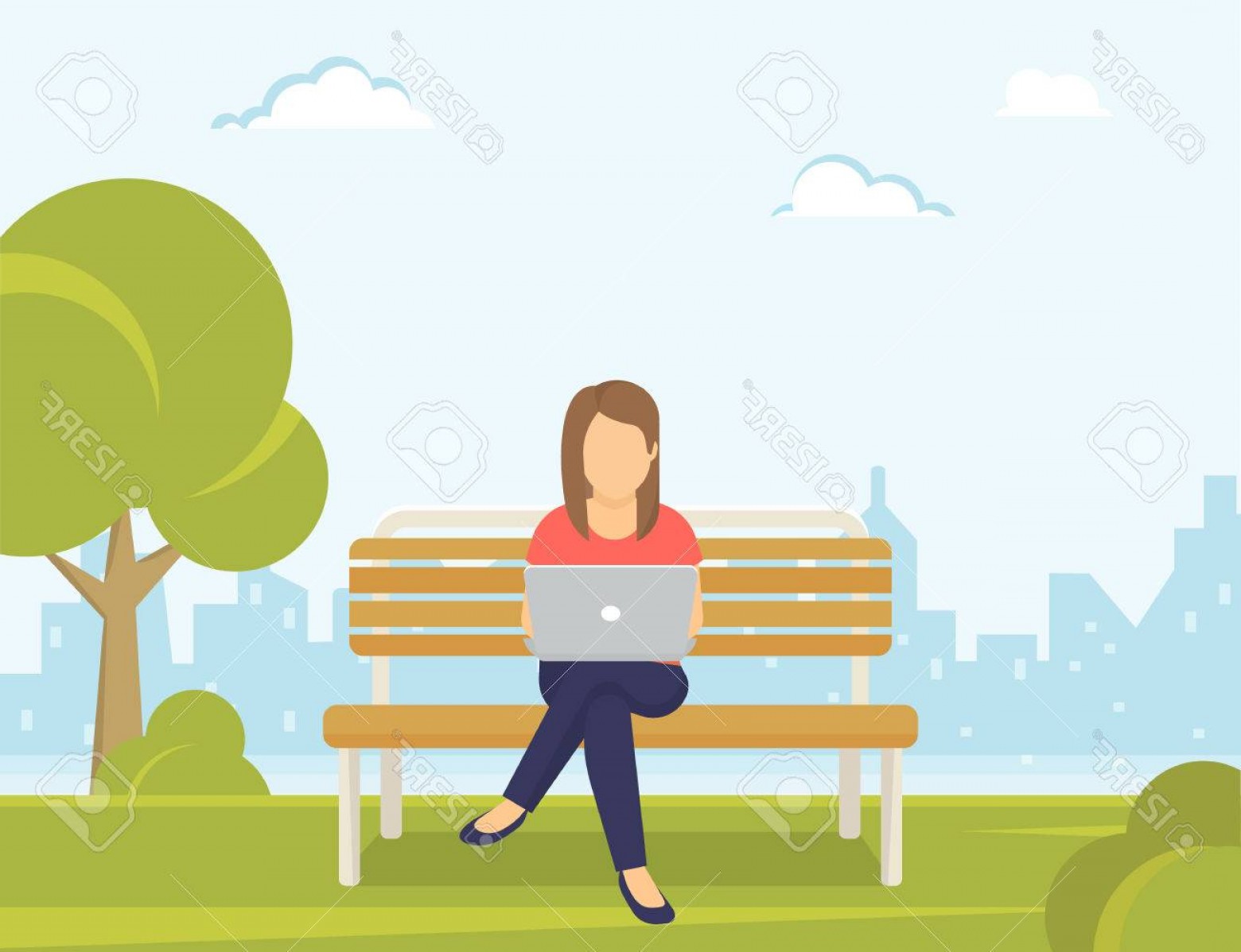 1560x1198 Woman Sitting On Bench Vector Hoodamathrun
