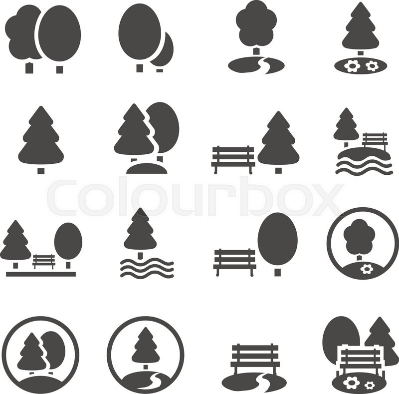 800x789 Park Icon Set Trees, Forest And Stock Vector Colourbox