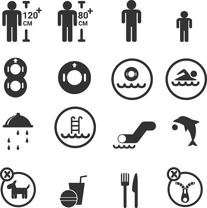 415x416 Water Park Icon Silhouette Vector Set Premium Clipart