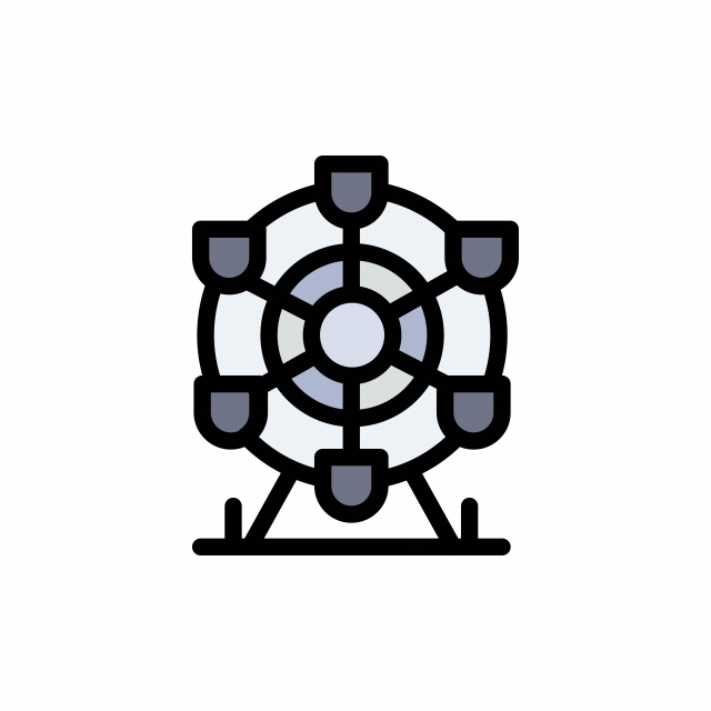 640x640 Ferris Park Wheel Canada Flat Color Icon Vector Icon Banner, Big