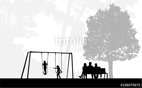 500x312 Family Of Silhouettes In The Park Stock Image And Royalty Free