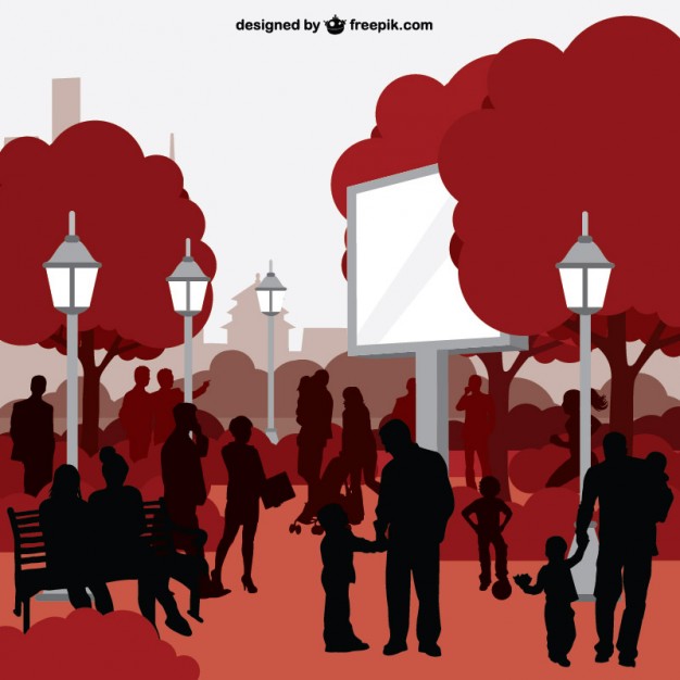 626x626 People In City Park Silhouettes Vector Free Download