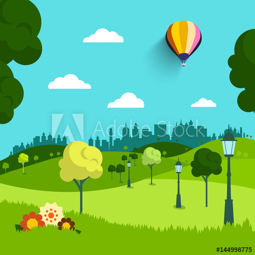 500x500 Empty Park Vector Flat Design Landscape Natural Scene With Trees