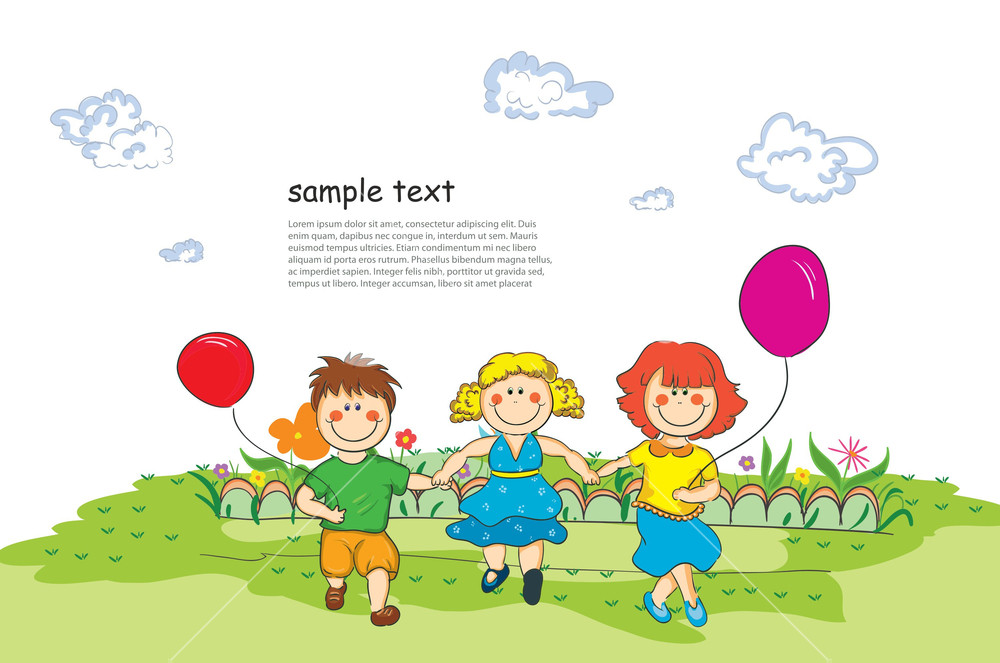 1000x663 Kids Playing In The Park Vector Illustration Royalty Free Stock
