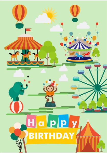 420x600 Recreation Park Vector Illustration With Circus Elements Free