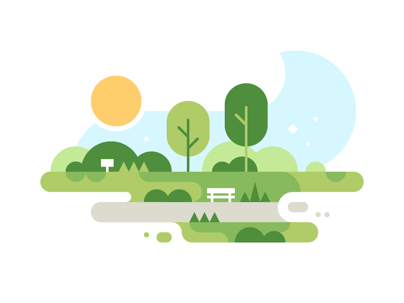 800x600 Springtime Park Vector Illustration Moodboard In Flat