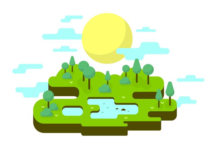 700x490 Sunny Park Vector Illustration