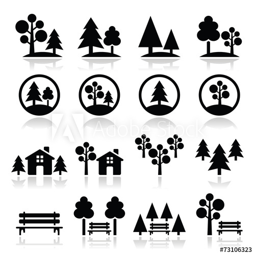 500x500 Trees, Forest, Park Vector Icons Set