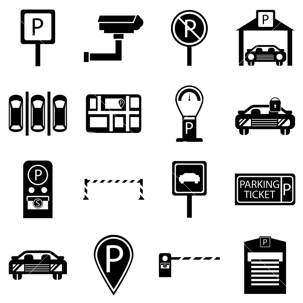1000x1000 Car Parking Icons Set Simple Illustration Of Car Parking