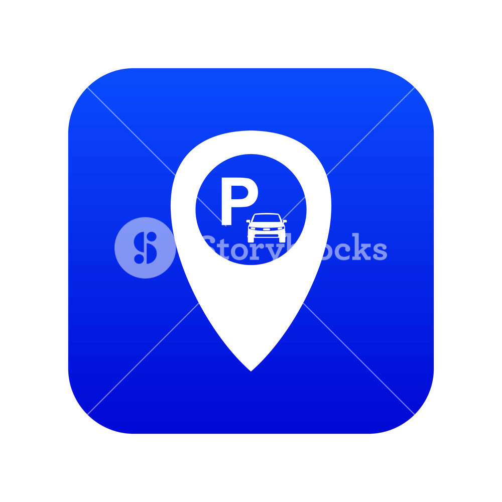 1000x1000 Map Pointer With Car Parking Icon Digital Blue For Any Design