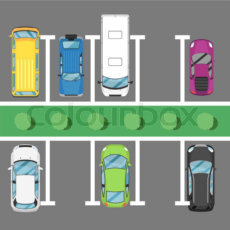 800x800 Parking Lot Poster Top View Cars Stock Vector Colourbox