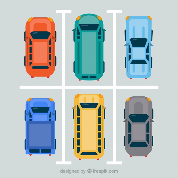 626x626 Top View Of Flat Cars On Parking Lot Vector Free Download