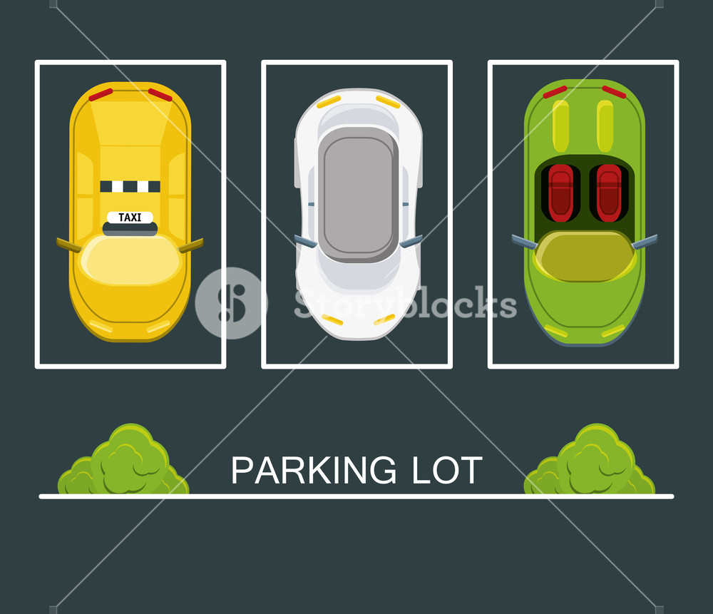 1000x861 Top View Of Parking Lot With Parked Cars Colorful Design Vector