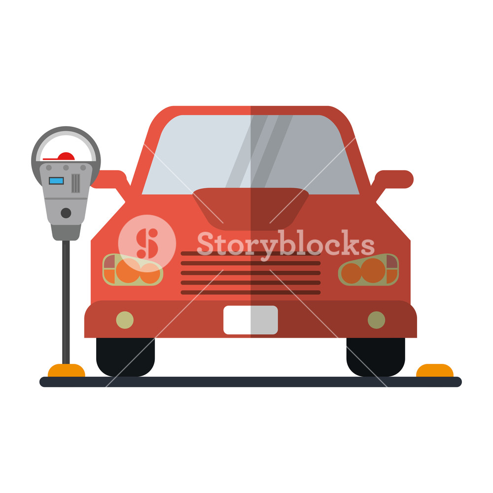 1000x1000 Car On Parking Meter Zone Vector Illustration Graphic Design