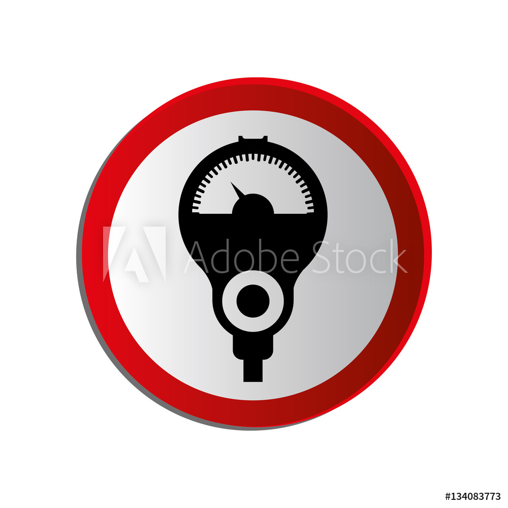 1000x1000 Photo Art Print Circular Contour Road Sign With Parking Meter